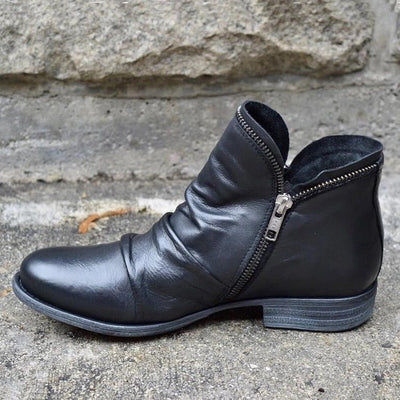 Martine™ - Bottines en Cuir Zippées