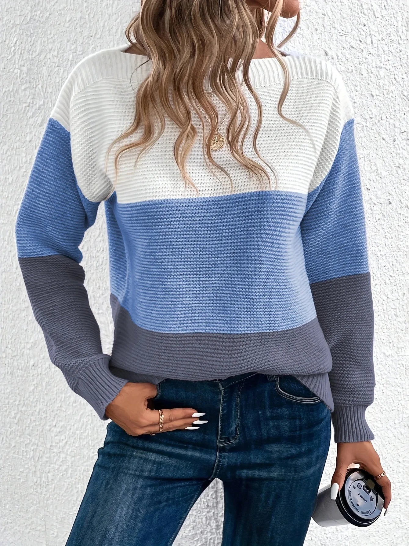 Maelle™ | Élégant pull-over patchwork tricolore